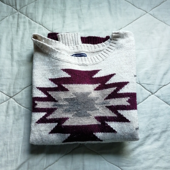 AMERICAN EAGLE Southwest Aztec Print Cozy Wool Blend Sweater XS AE - Picture 7 of 7